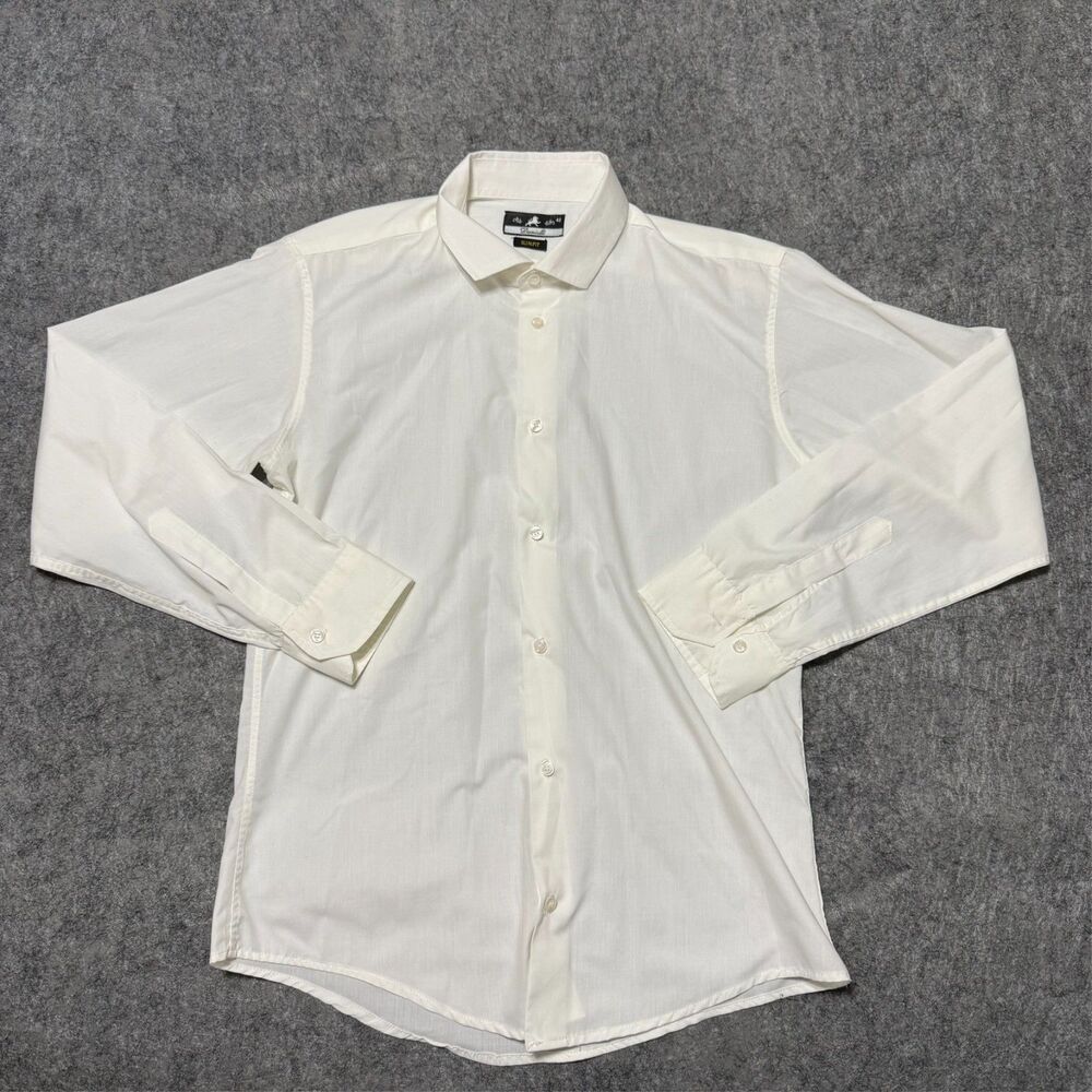 Danielli Dress Shirt Mens 42 M White Slim Fit Long Sleeve Button Up Formal
